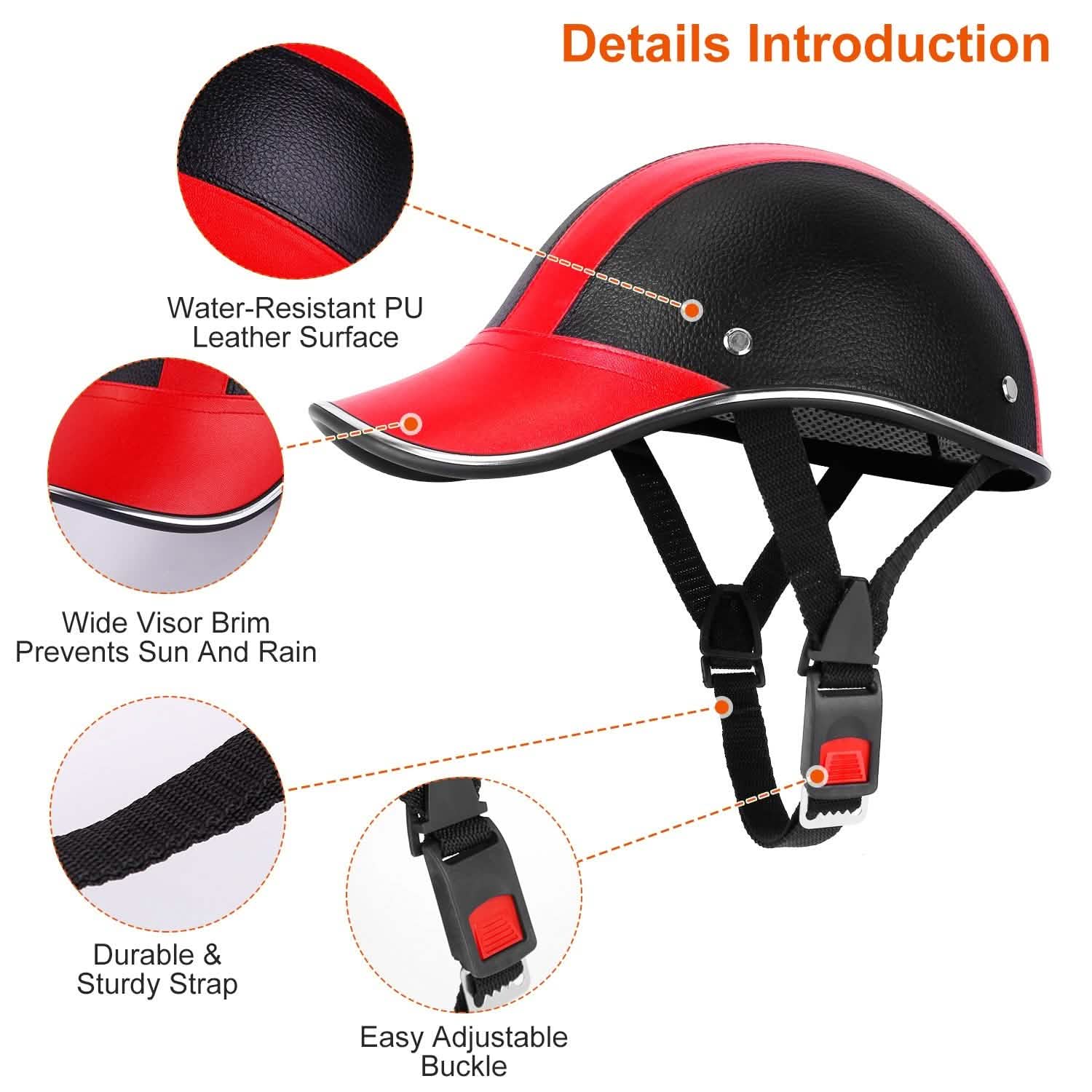 Baseball Cap Anti-UV Cycling Motorcycle Hat Leather Helmet Outdoor Recreation - Tophatter Daily Deals