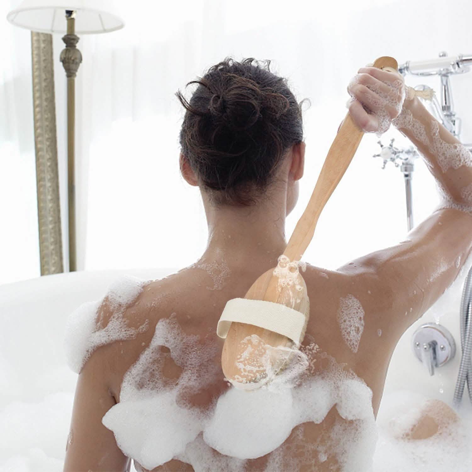 Bath Brush 15" Shower Body Back Scrubber Bath - Tophatter Daily Deals