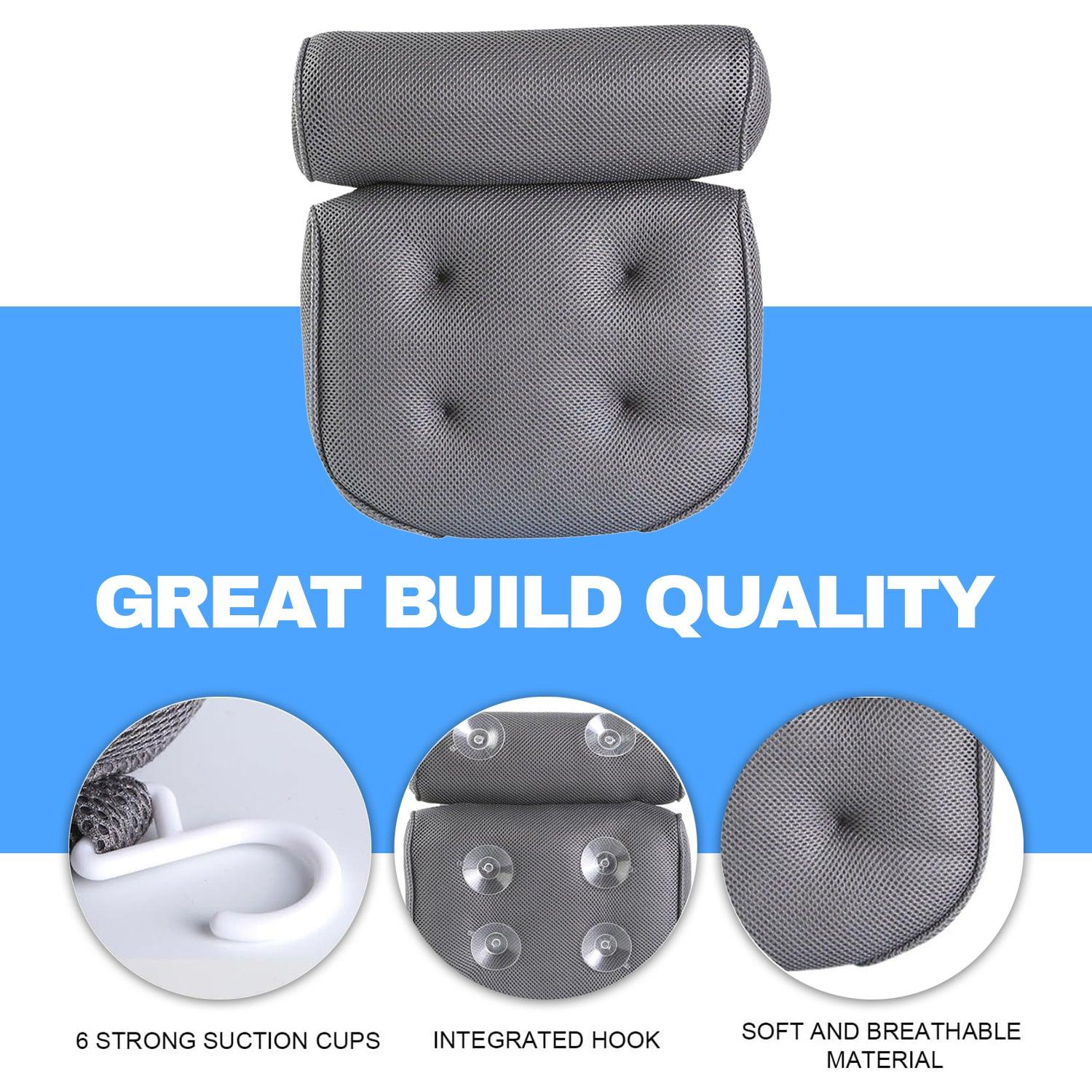 Luxury Bathtub Pillow - Spa Bath Pillow Non-Slip Comfortable Bathtub Headrest Cushion Premium Waterproof Neck Back 4D Mesh Bath Pillows - Tophatter Daily Deals
