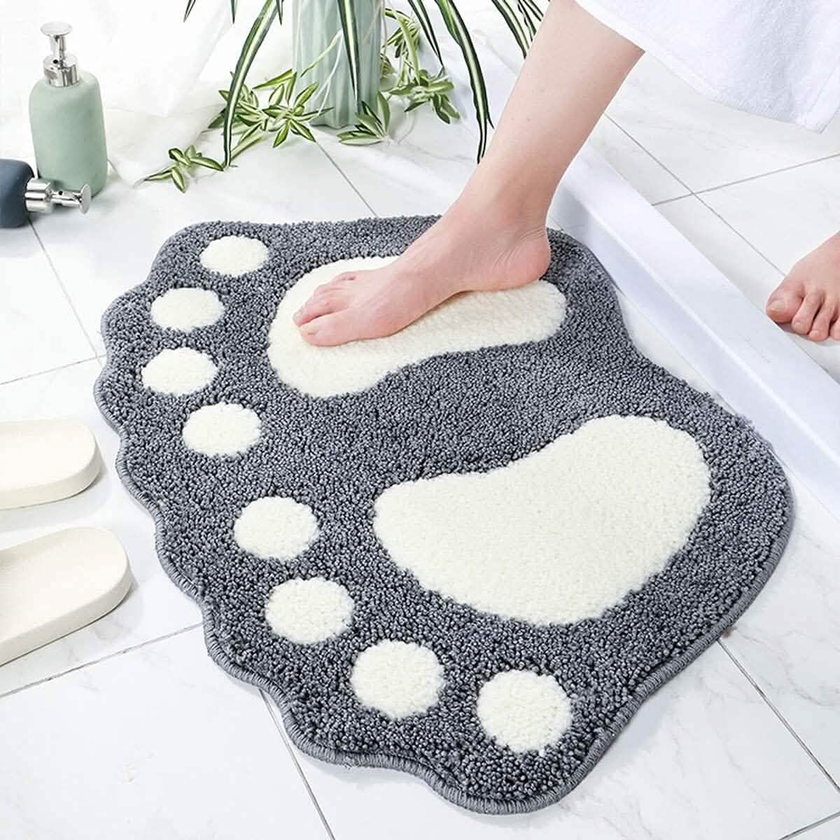 Bathroom Rugs Mats Water Absorbent Non-Slip Mat Used Gray Bath - Tophatter Daily Deals