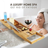 Bathtub Caddy Tray Crafted Bamboo Bath - Tophatter Daily Deals