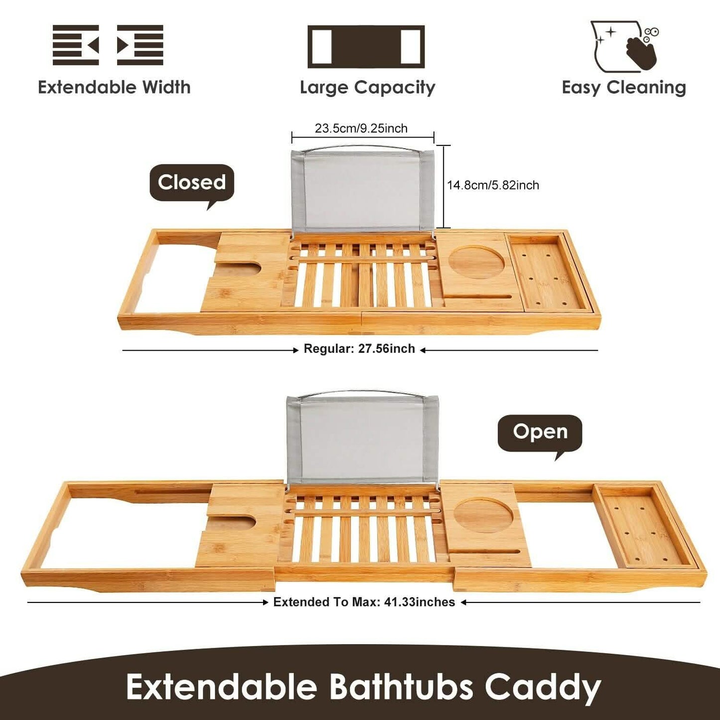 Bathtub Caddy Tray Crafted Bamboo Bath - Tophatter Daily Deals