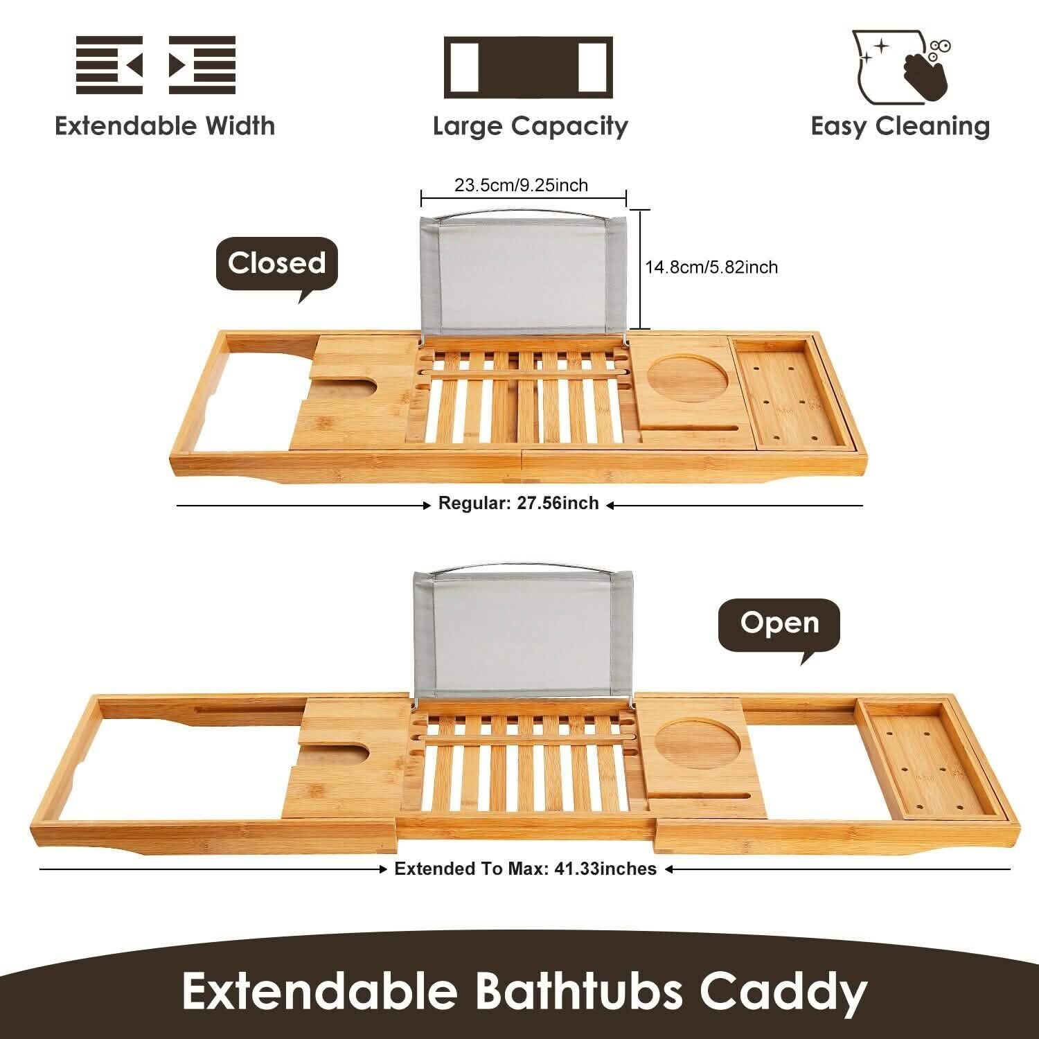 Bathtub Caddy Tray Crafted Bamboo Bath - Tophatter Daily Deals