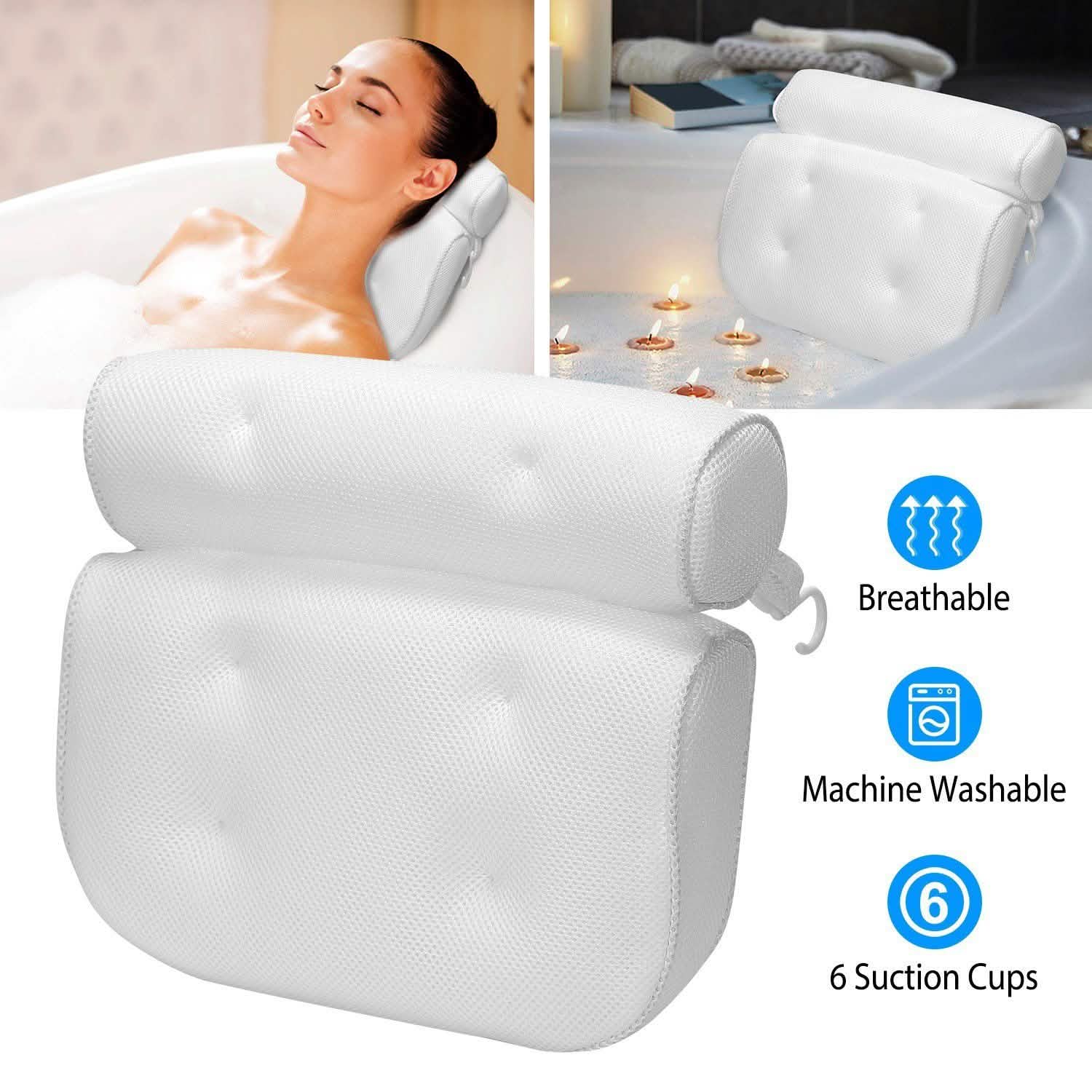 Bathtub Pillow Suction Cup Bath Pillow Air Mesh Bath - Tophatter Daily Deals