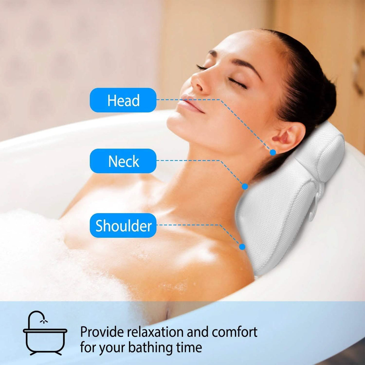 Bathtub Pillow Suction Cup Bath Pillow Air Mesh Bath - Tophatter Daily Deals