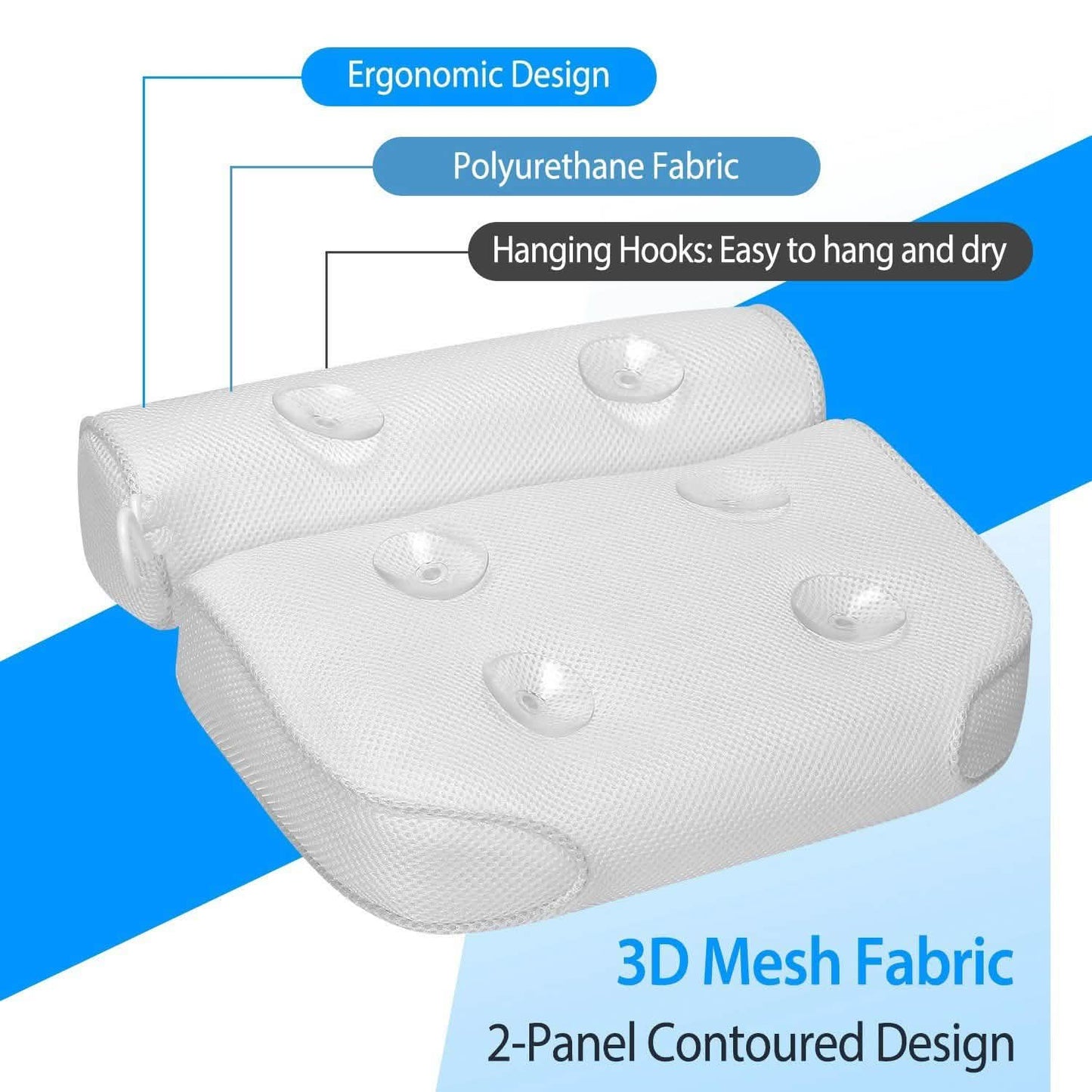 Bathtub Pillow Suction Cup Bath Pillow Air Mesh Bath - Tophatter Daily Deals