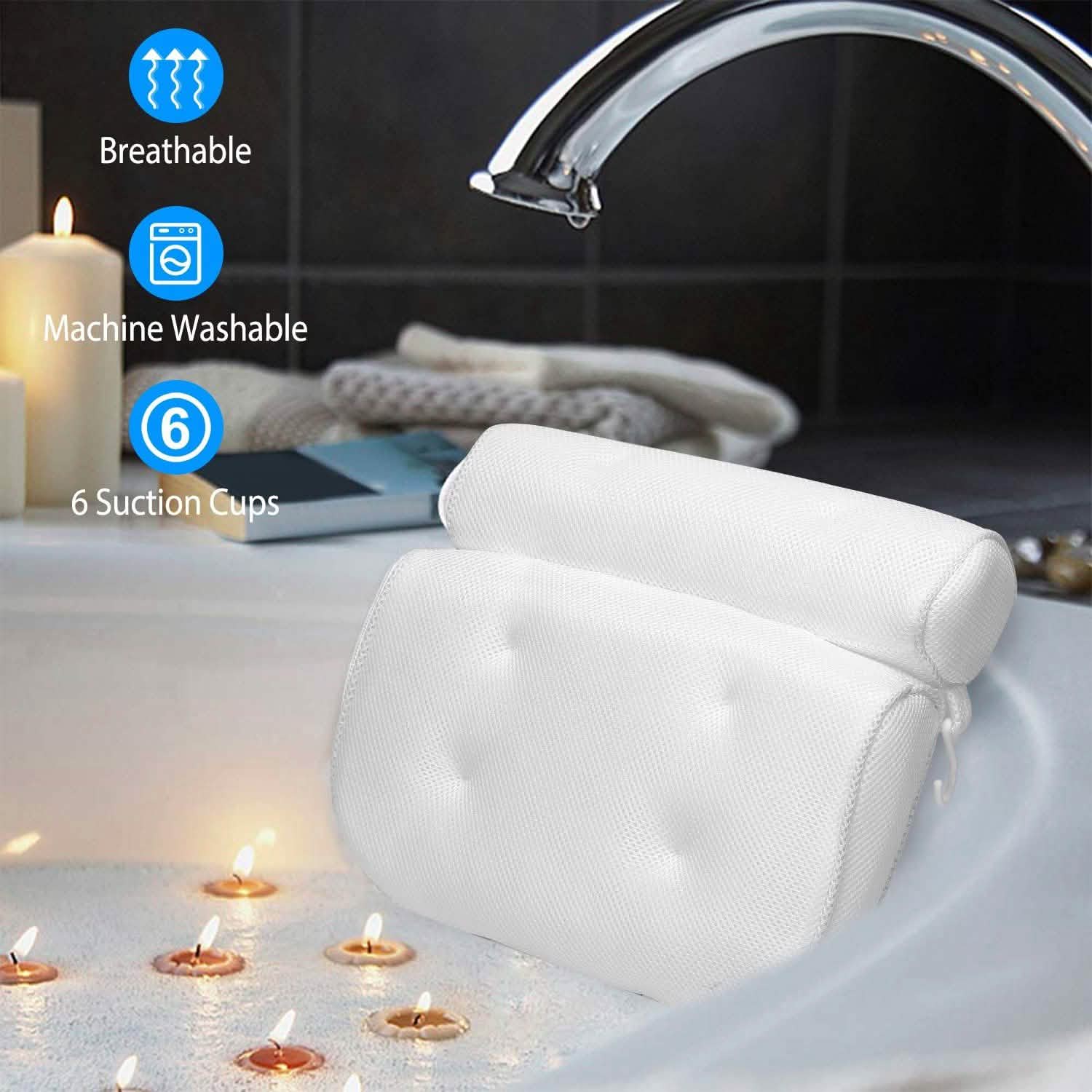 Bathtub Pillow Suction Cup Bath Pillow Air Mesh Bath - Tophatter Daily Deals