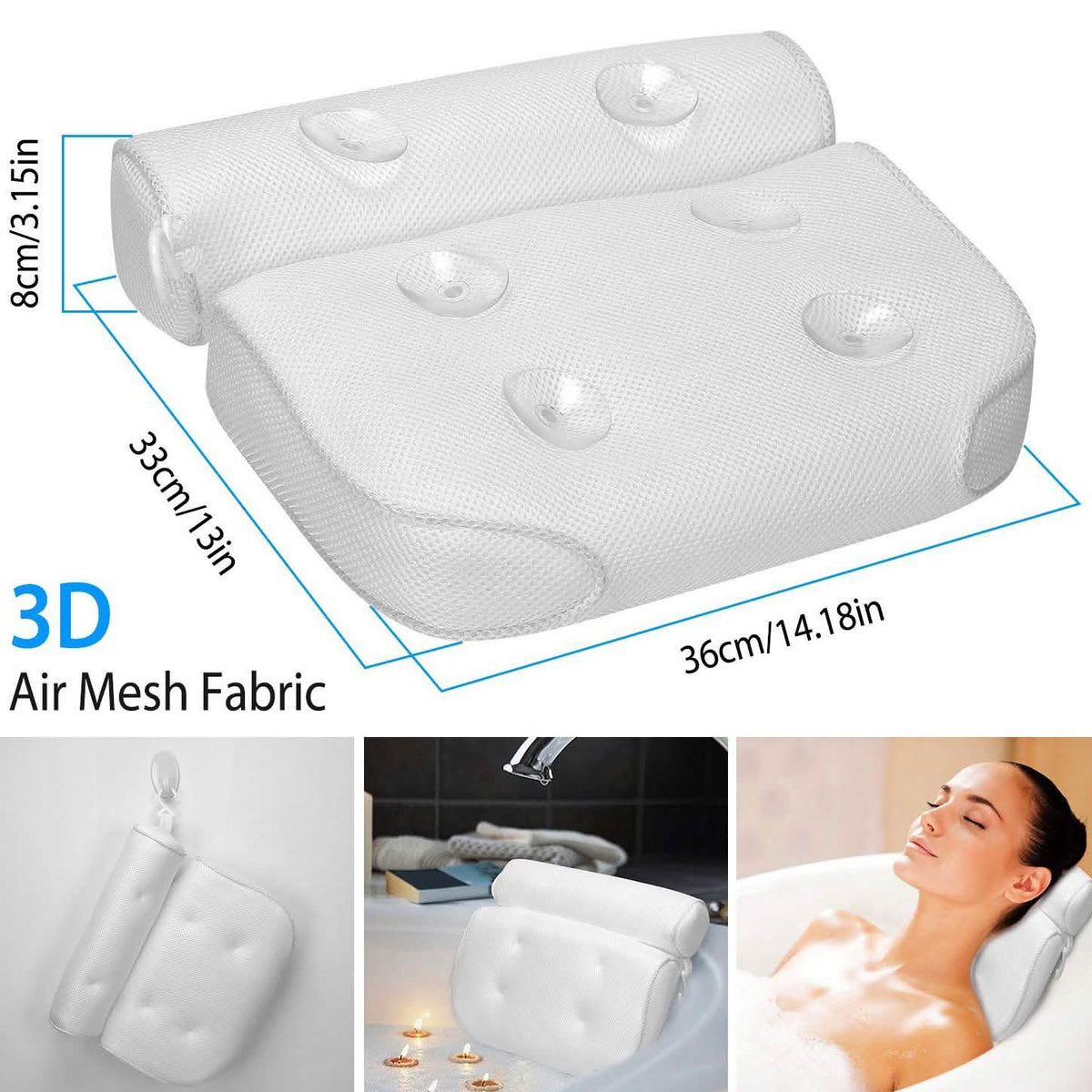 Bathtub Pillow Suction Cup Bath Pillow Air Mesh Bath - Tophatter Daily Deals