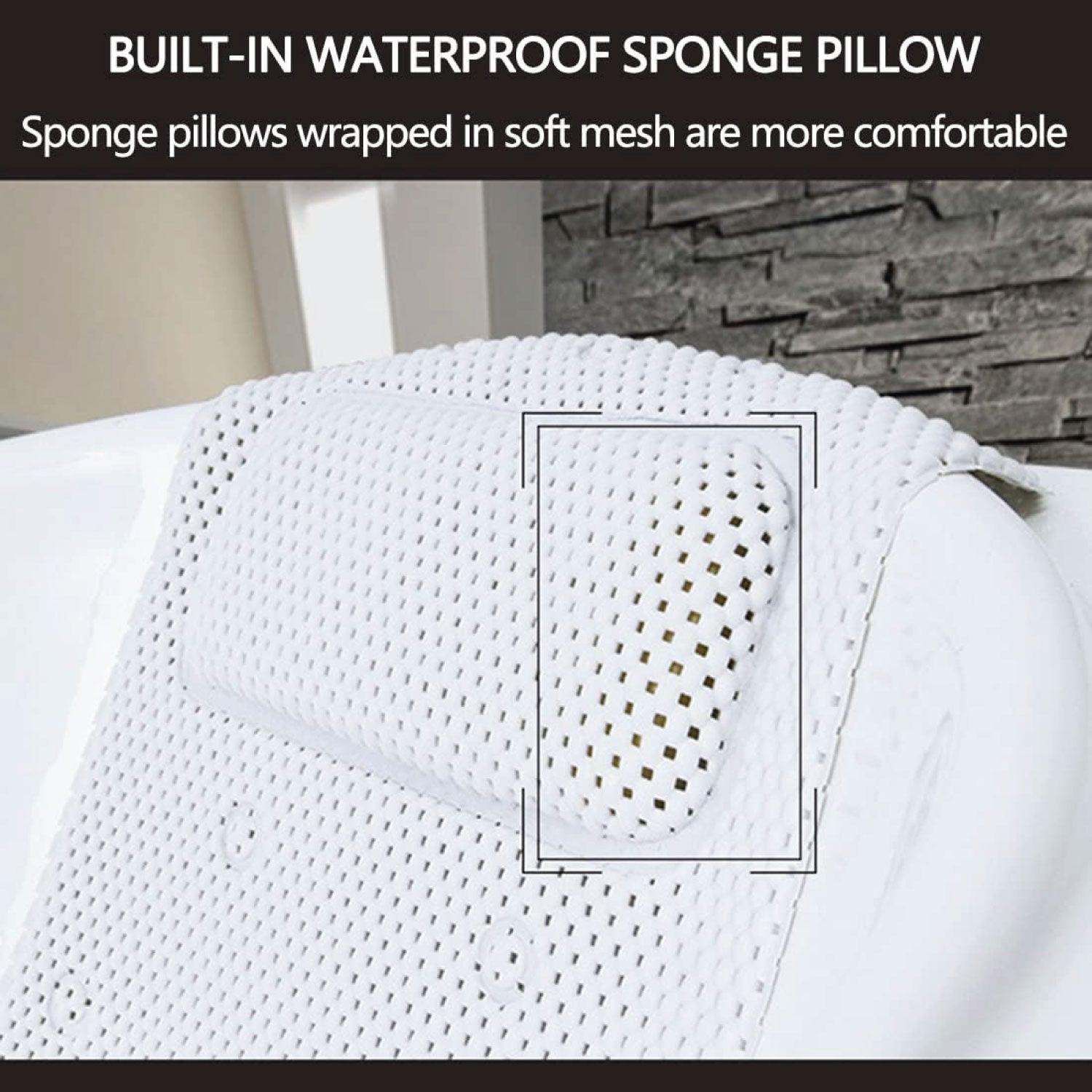 Best Bath Pillow UK - Full Body Spa Bath Pillow Mat, Bathtub Mattress Cushion with 30 Suction Cups, Comfort Support Your Head, Neck and Back Bath Pillows - Tophatter Daily Deals