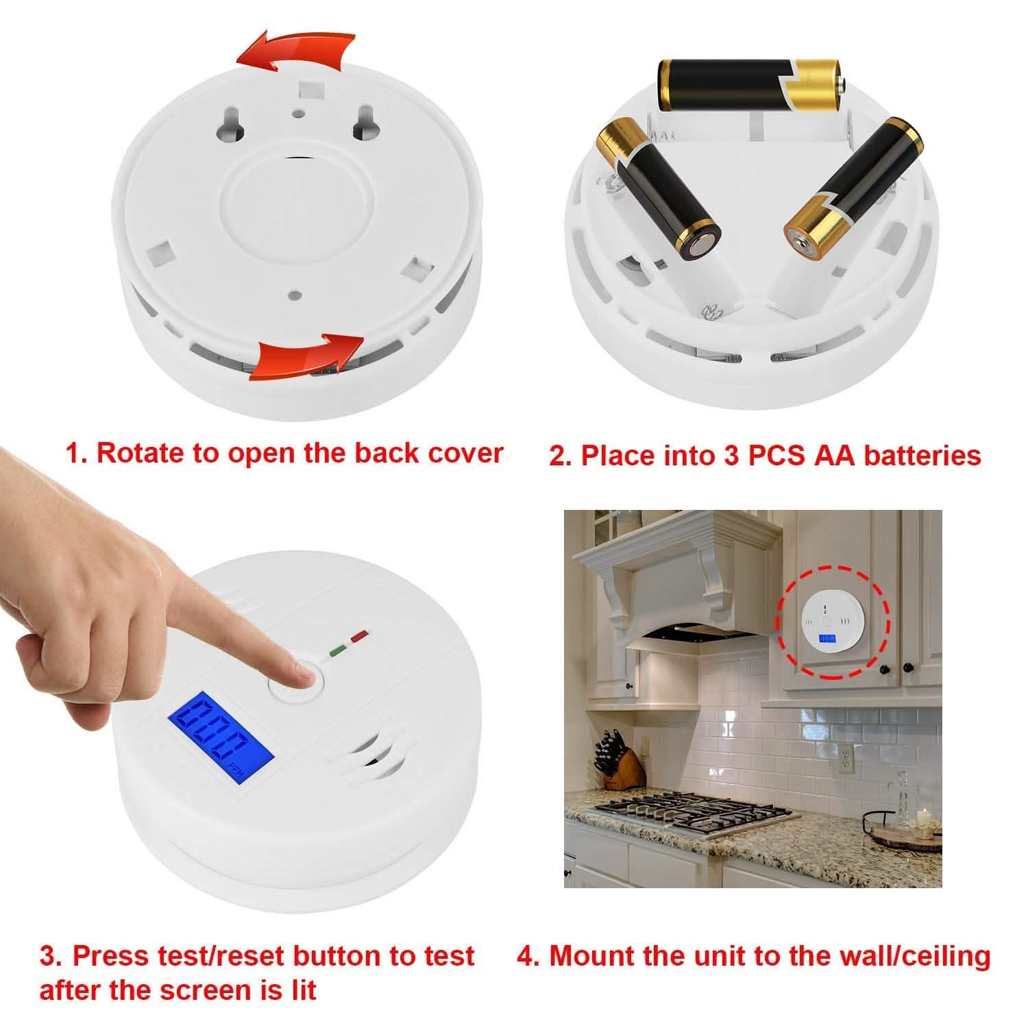 Battery Operated Carbon Monoxide Sensor Alarm Household Appliances - Tophatter Daily Deals