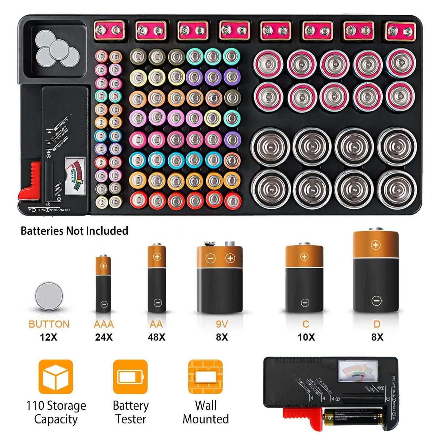 Battery Organizer Storage Case Batteries & Power Accessories - Tophatter Daily Deals