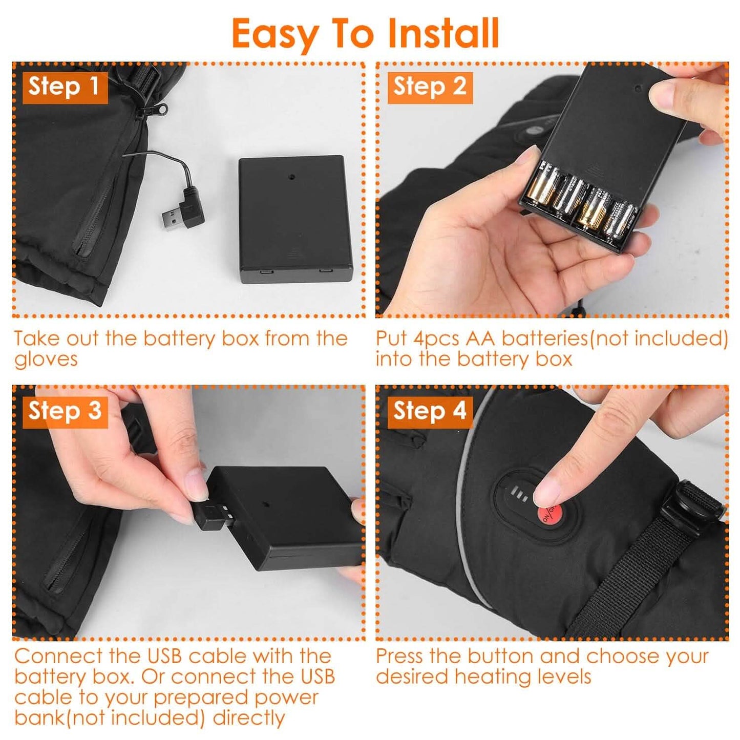 Battery Powered USB Touchscreen Thermal Gloves Outdoor Recreation - Tophatter Daily Deals