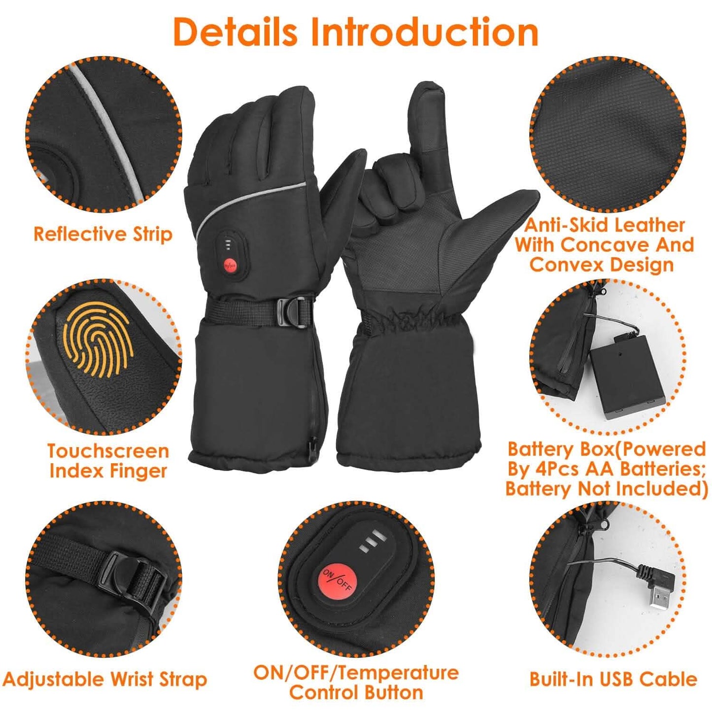 Battery Powered USB Touchscreen Thermal Gloves Outdoor Recreation - Tophatter Daily Deals
