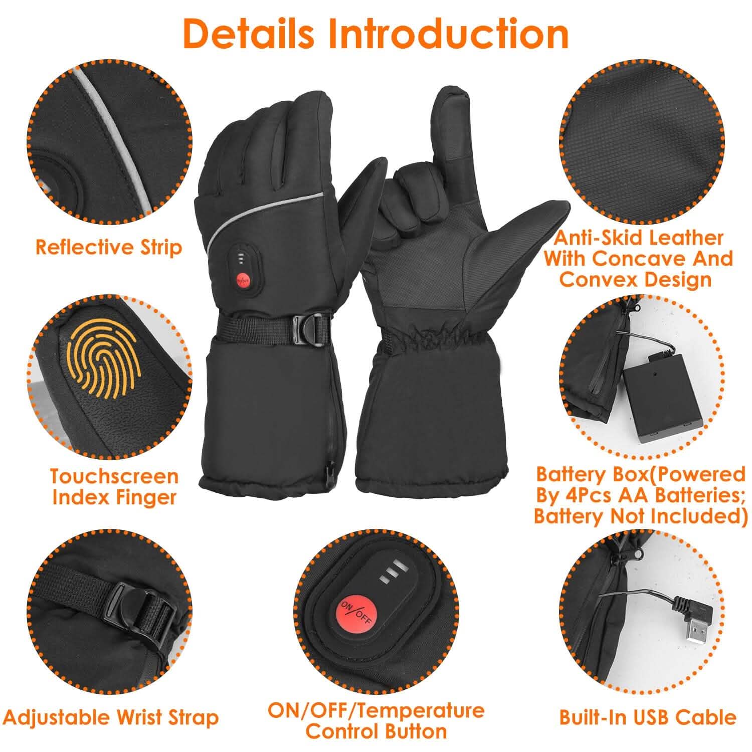 Battery Powered USB Touchscreen Thermal Gloves Outdoor Recreation - Tophatter Daily Deals