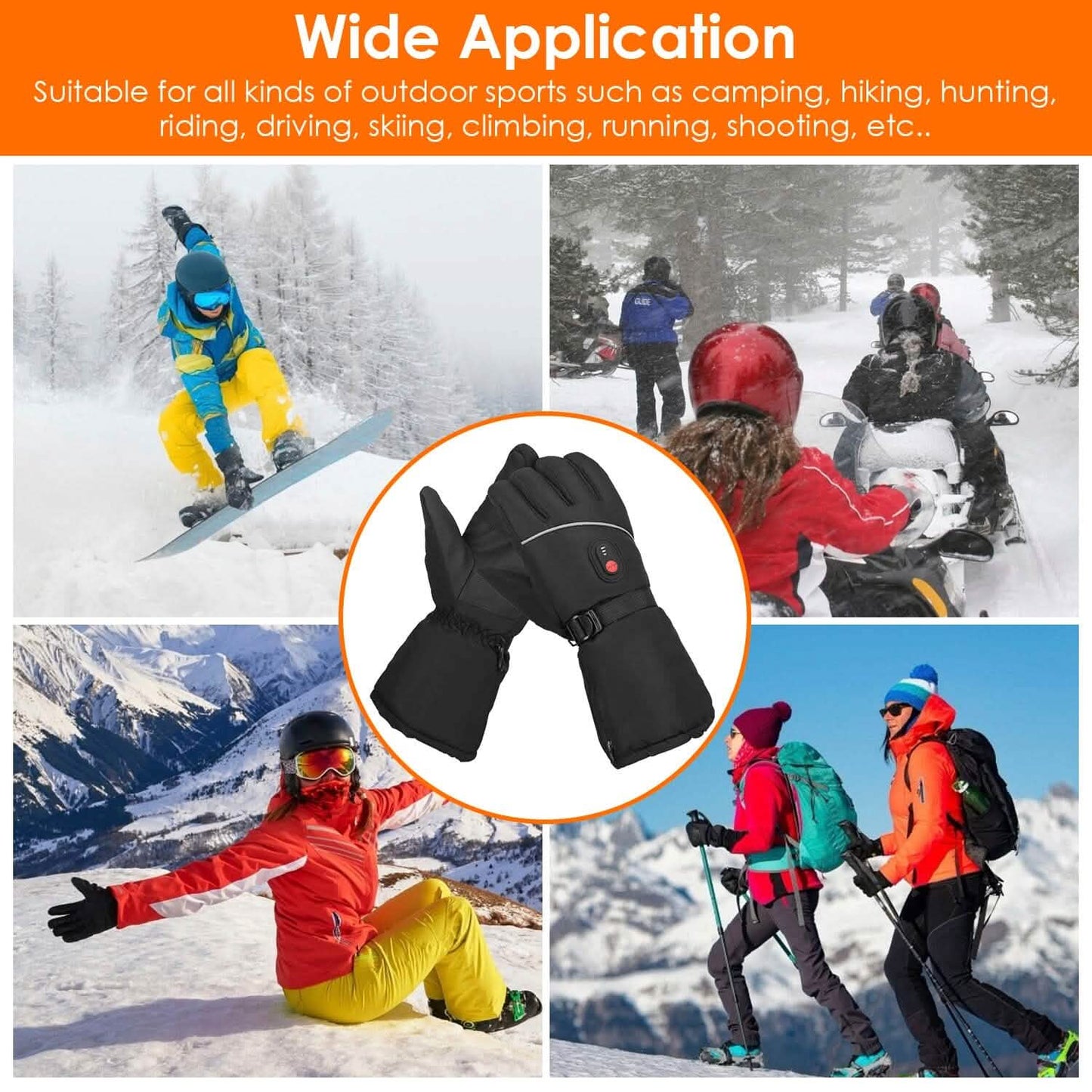 Battery Powered USB Touchscreen Thermal Gloves Outdoor Recreation - Tophatter Daily Deals