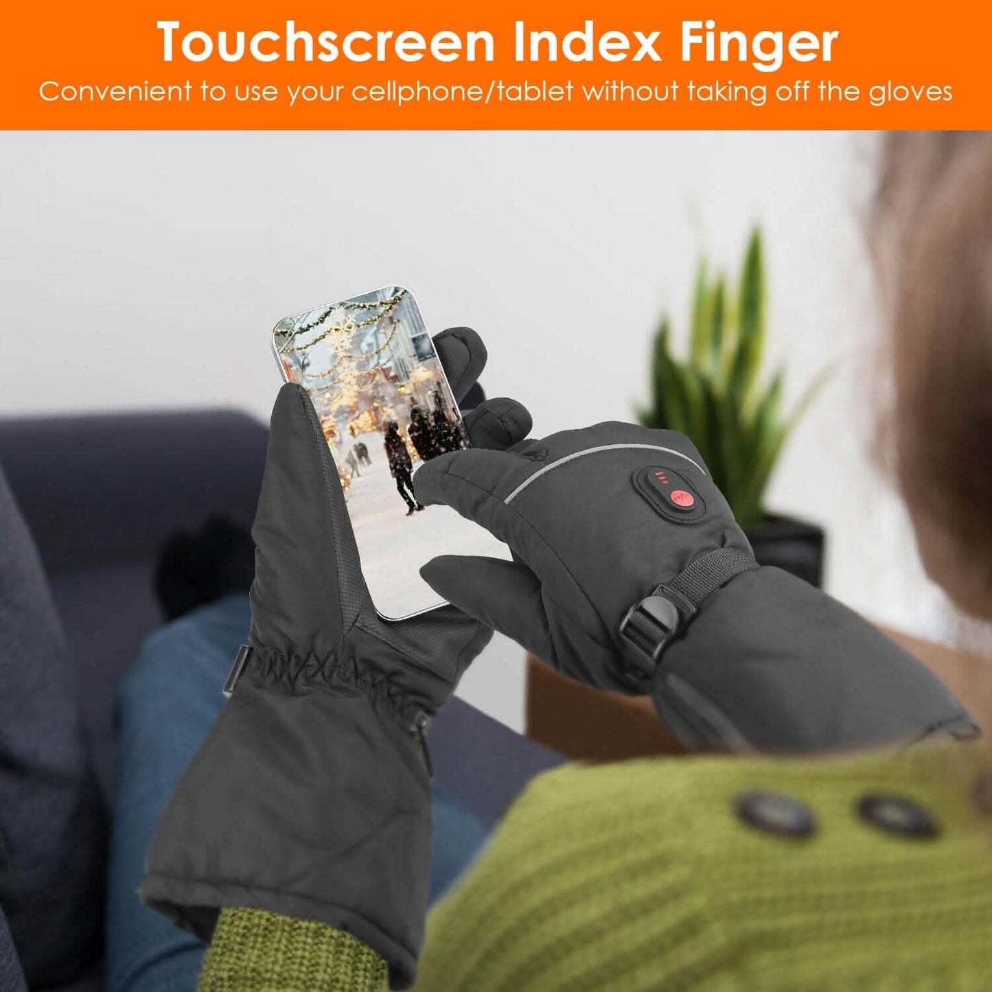 Battery Powered USB Touchscreen Thermal Gloves Outdoor Recreation - Tophatter Daily Deals