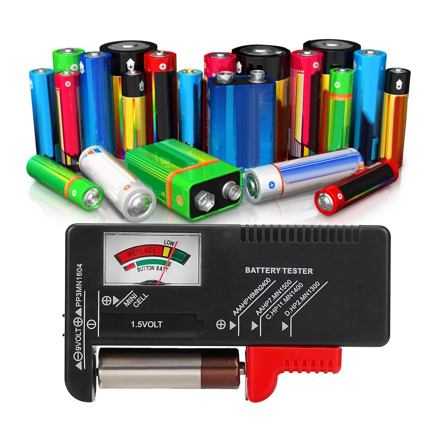 Battery Tester Checker Universal For AA AAA C D 9V 1.5V Button Cell Battery Batteries & Power Accessories - Tophatter Daily Deals