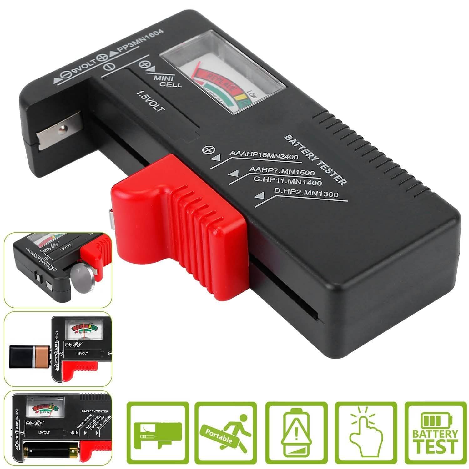 Battery Tester Checker Universal For AA AAA C D 9V 1.5V Button Cell Battery Batteries & Power Accessories - Tophatter Daily Deals