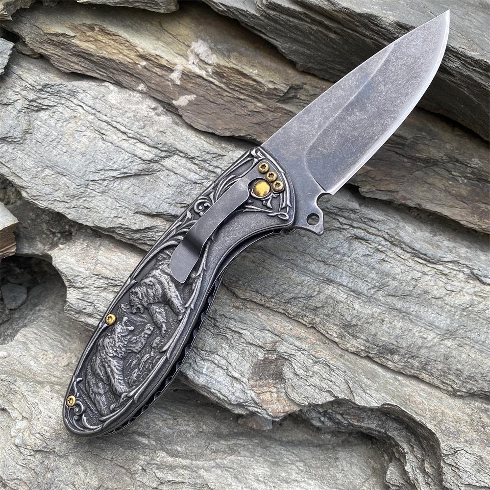 Brown Bear 3D Relief Folding Knife - Tophatter Daily Deals