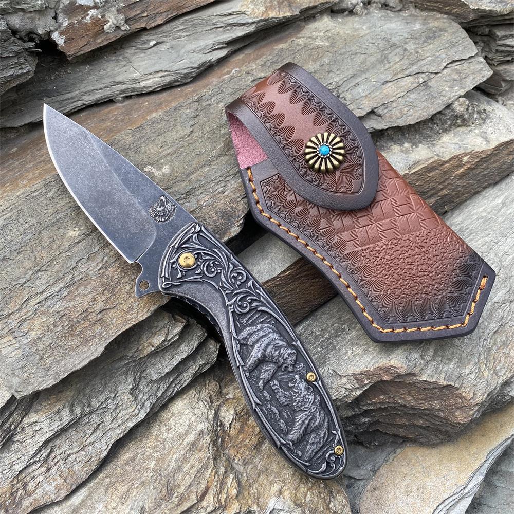 Brown Bear 3D Relief Folding Knife Knife & Case - Tophatter Daily Deals