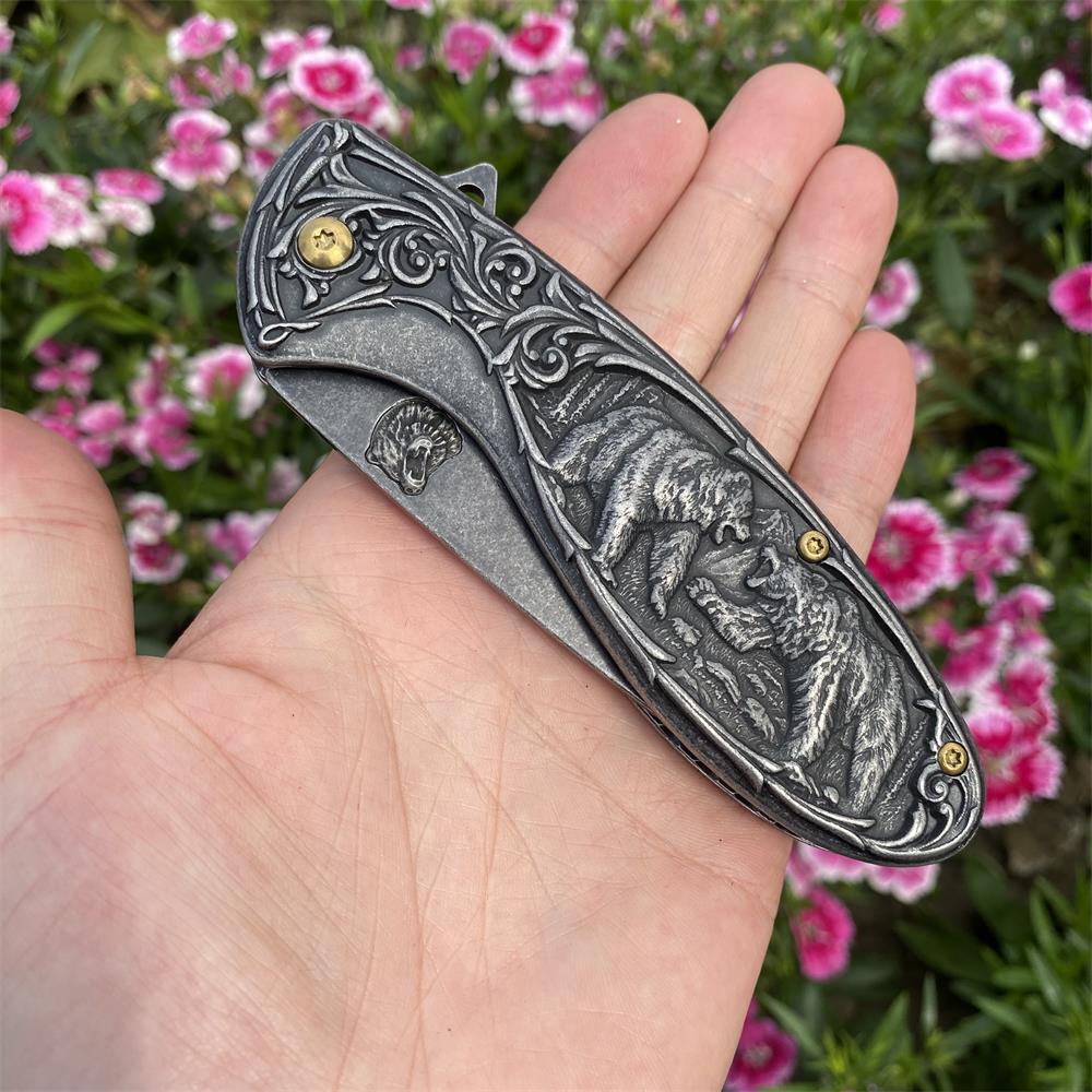 Brown Bear 3D Relief Folding Knife - Tophatter Daily Deals