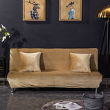 All-inclusive Silver Fox Velvet Armless Folding Sofa Bedspread Khaki 0 - Tophatter Daily Deals