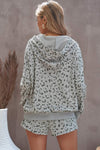 Animal Print Drawstring Detail Hoodie and Shorts Lounge Set Loungewear Sets - Tophatter Daily Deals