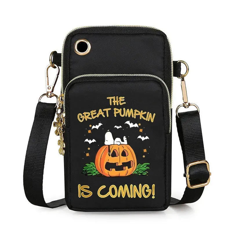 Halloween Pumpkin Pattern Phone Bag Coin Wallet Cute Mini Crossbody Shoulder Bags For Kids Women Black - Tophatter Daily Deals