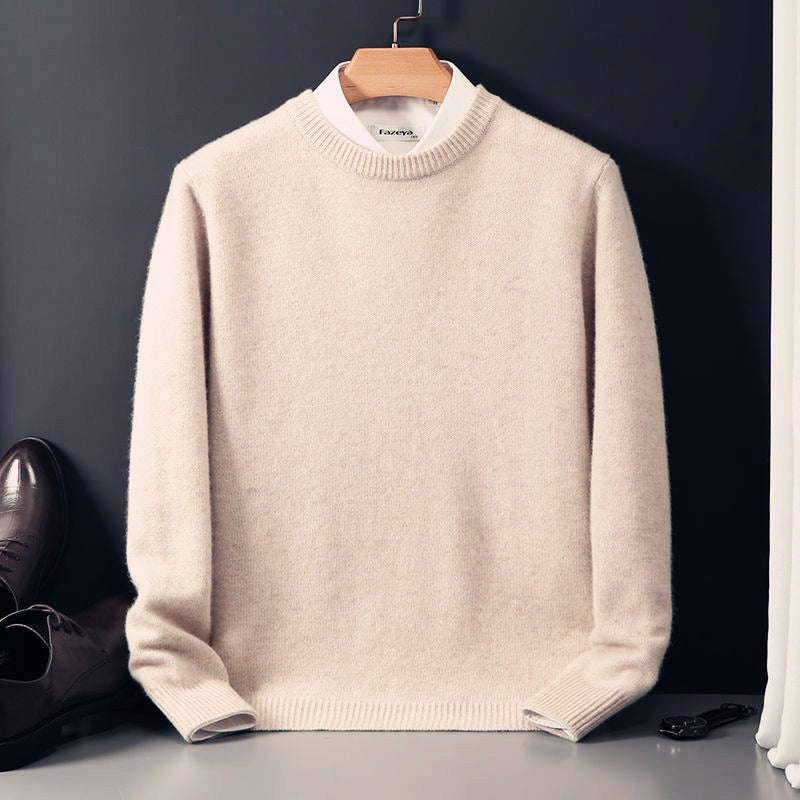 Soft Relaxed Men's Crewneck Sweater - Oversized Knit Camel 3D Changing Face Moving Picture Frame - Tophatter Daily Deals