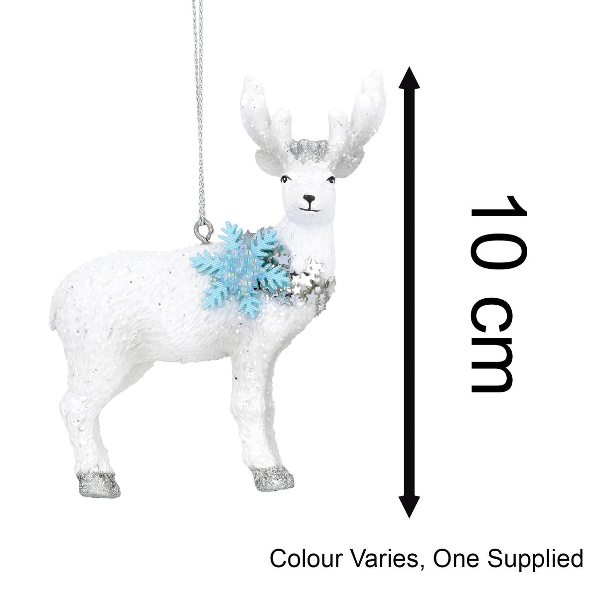 White Reindeer Christmas Tree Bauble | Resin Stag Christmas Tree Ornament - 10cm Baubles - Tophatter Daily Deals