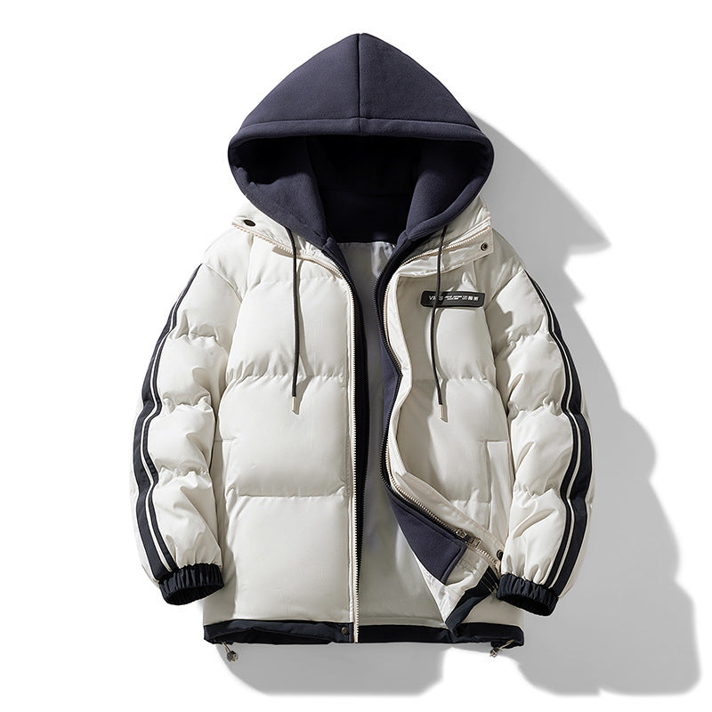 Insulating Men's Hooded Puffer Jacket - Boxy Polyester 3D Changing Face Moving Picture Frame - Tophatter Daily Deals