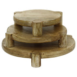 Set of 3 Round Mango Wood Serving Platters, Raised Serving Boards Serving Board - Tophatter Daily Deals