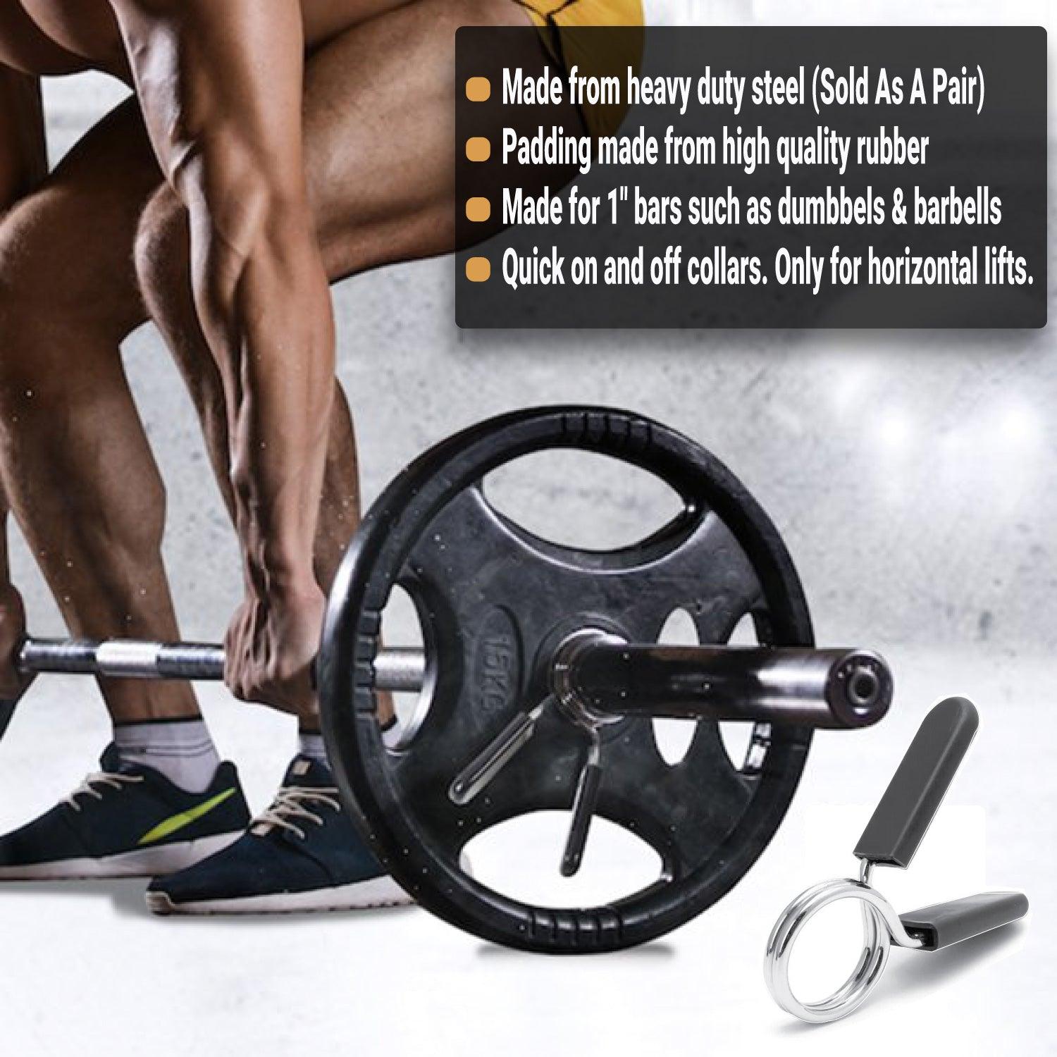 Weight Bar Clips - Steel Barbell Spring Clip Collars Dumbbell Lock Exercise & Fitness - Tophatter Daily Deals