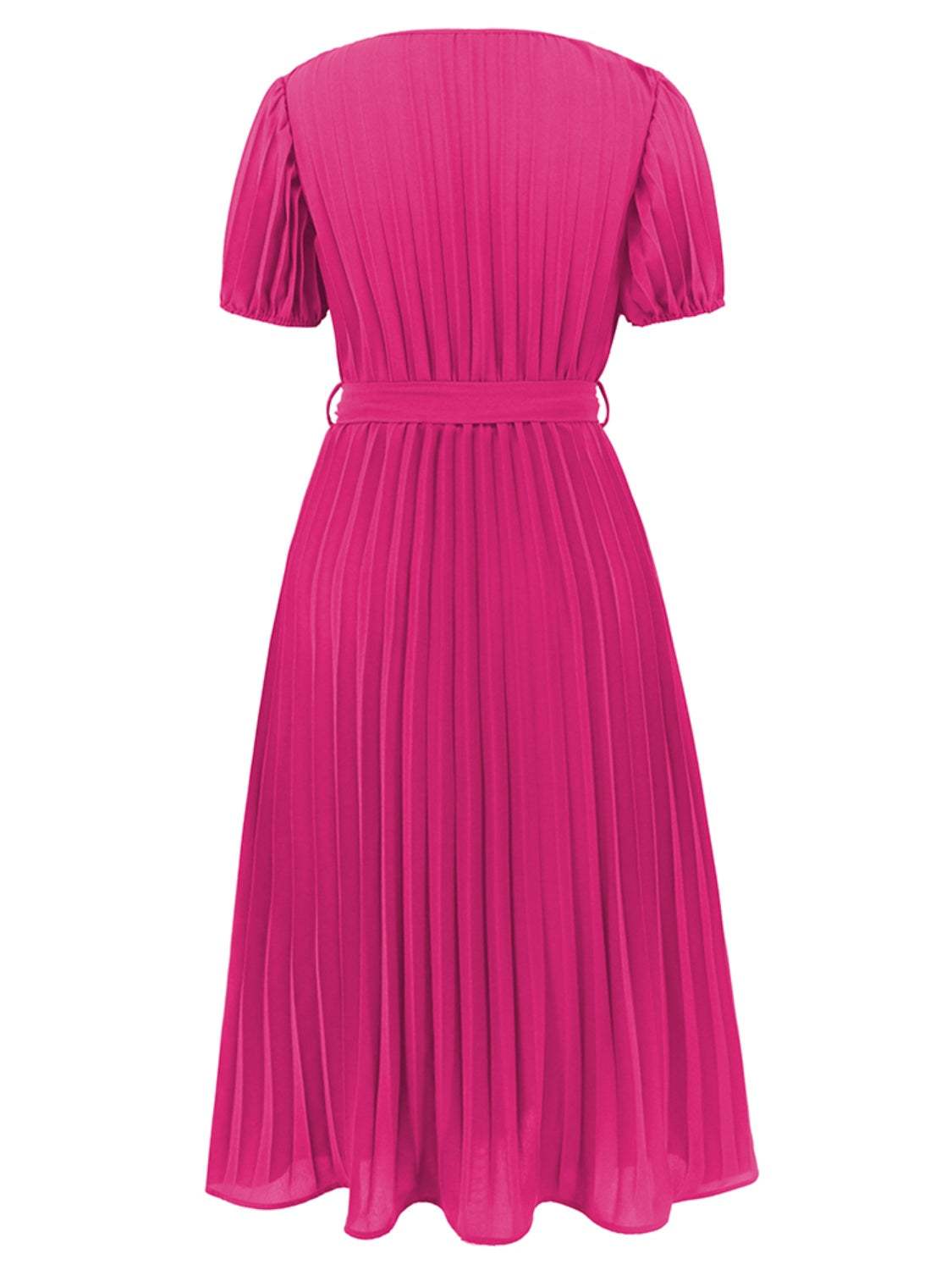 Pleated Surplice Tie Waist Midi Dress Casual Dresses - Tophatter Daily Deals