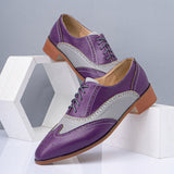 Purple Color Blocking Hollow Out Business Men Dress Shoes Classic Shoes - Tophatter Daily Deals