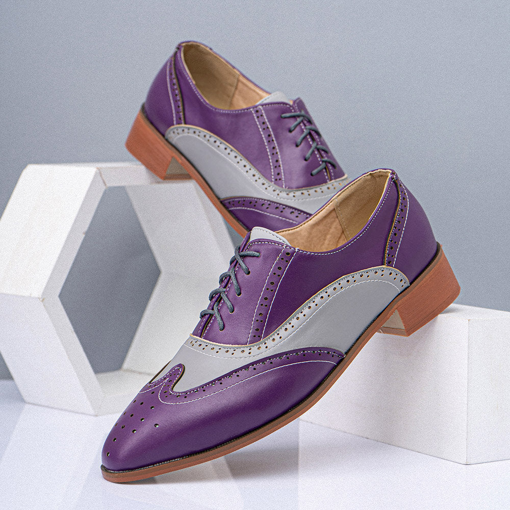 Purple Color Blocking Hollow Out Business Men Dress Shoes Classic Shoes - Tophatter Daily Deals