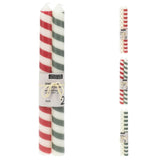 Pair of Unscented Christmas Candles | Set of 2 Tapered Dinner Candles - 25cm Candle - Tophatter Daily Deals