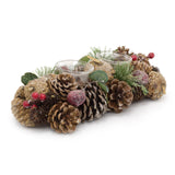 32cm Traditional Christmas Double Tealight Candle Holder | Twin Christmas Garland Tea Light Holder | Christmas Candle Centerpiece Candle Holder - Tophatter Daily Deals