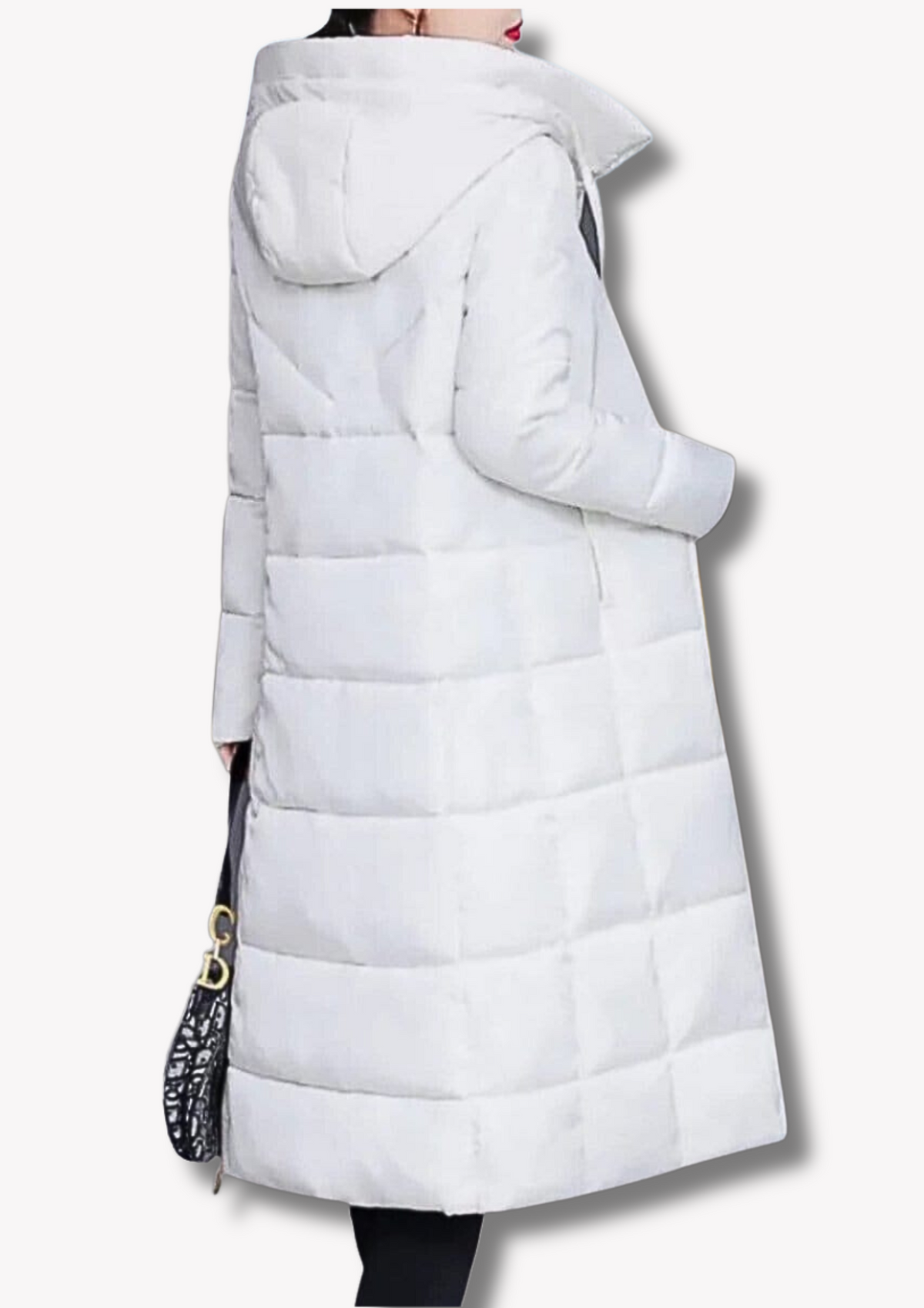 Insulating Womens Long Puffer Coat - Zip, Quilted Winter White - Tophatter Daily Deals