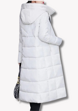 Insulating Womens Long Puffer Coat - Zip, Quilted Winter White - Tophatter Daily Deals