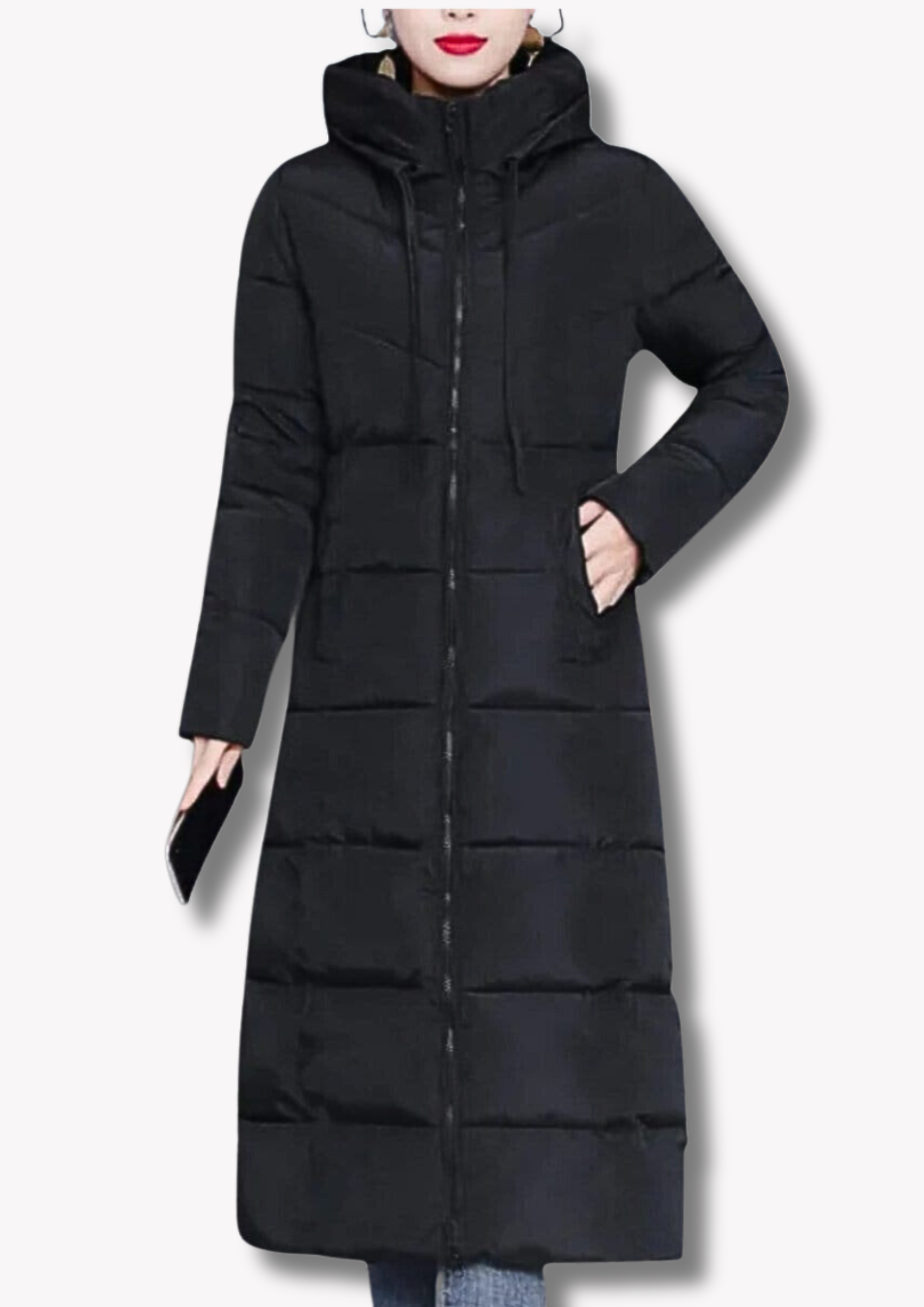 Insulating Womens Long Puffer Coat - Zip, Quilted Winter Black - Tophatter Daily Deals
