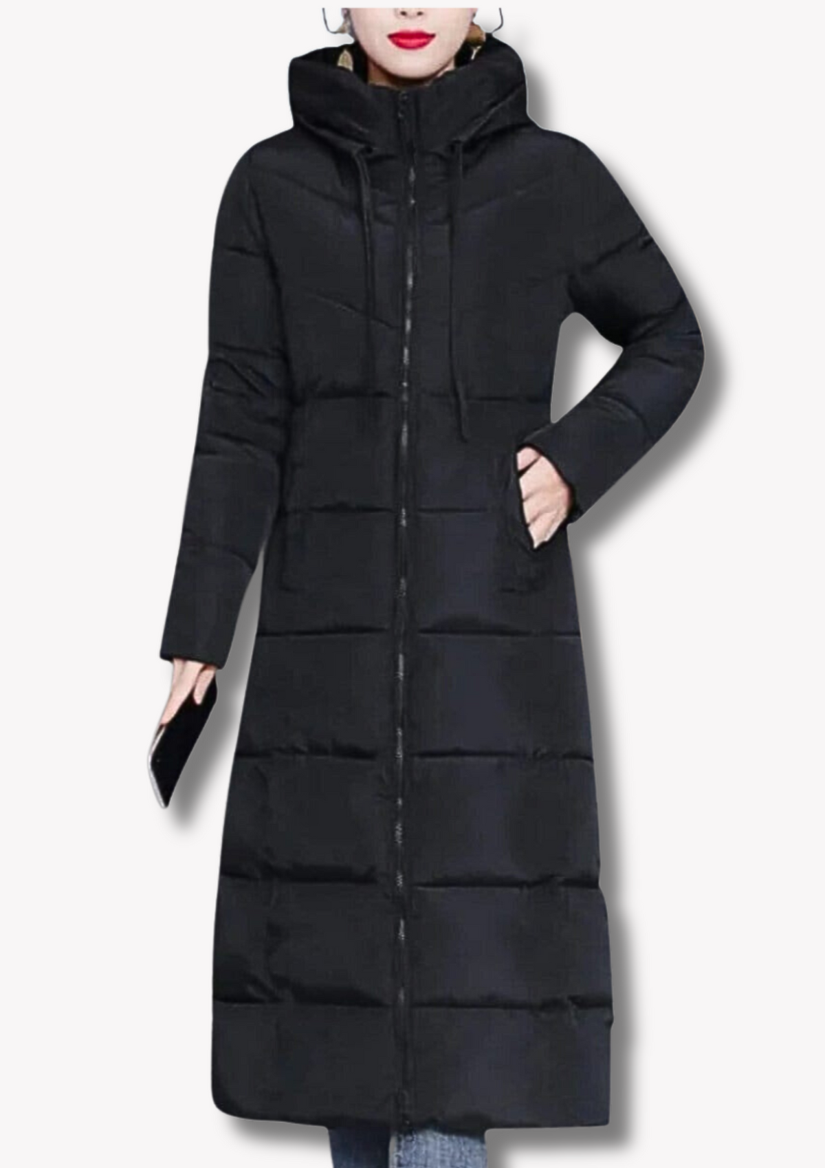 Insulating Womens Long Puffer Coat - Zip, Quilted Winter Black - Tophatter Daily Deals