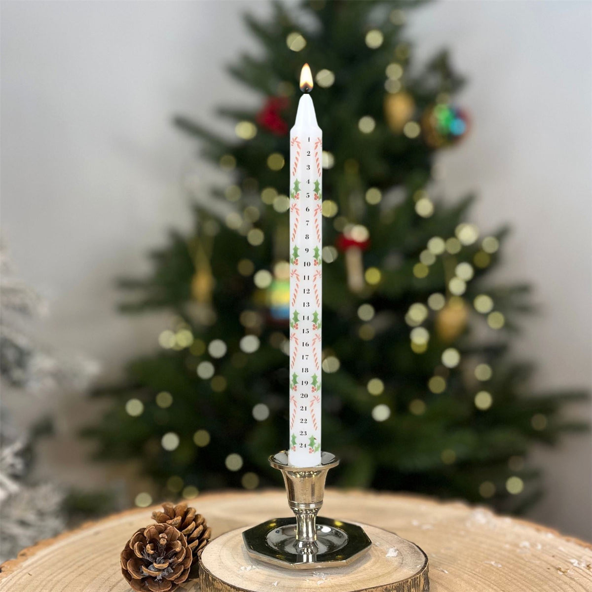 Candy Cane Advent Candle | Numbered Christmas Countdown Advent Calendar - 23cm Advent Candle - Tophatter Daily Deals