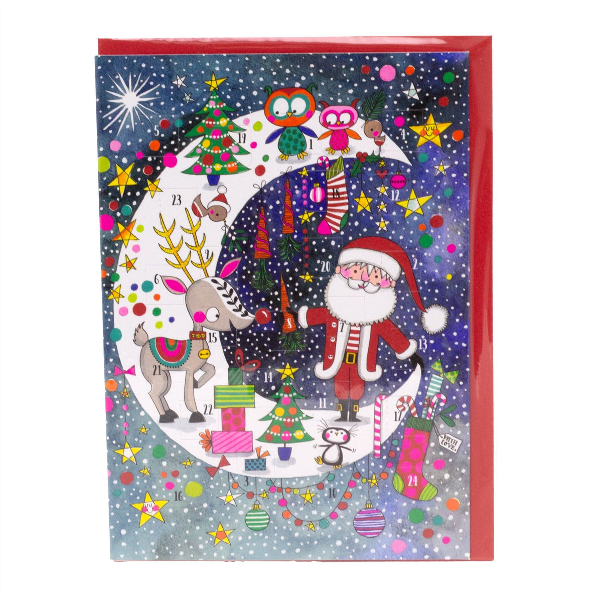 Santa on the Moon - Christmas Advent Calendar Greetings Card & Envelope Advent Calendar - Tophatter Daily Deals