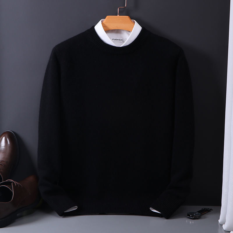 Soft Relaxed Men's Crewneck Sweater - Oversized Knit Black 3D Changing Face Moving Picture Frame - Tophatter Daily Deals