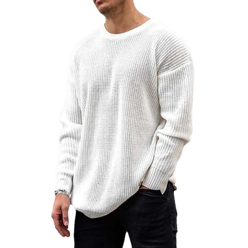 Soft Classic Men's Waffle Knit Sweater - Crew Neck Acrylic 3D Changing Face Moving Picture Frame - Tophatter Daily Deals