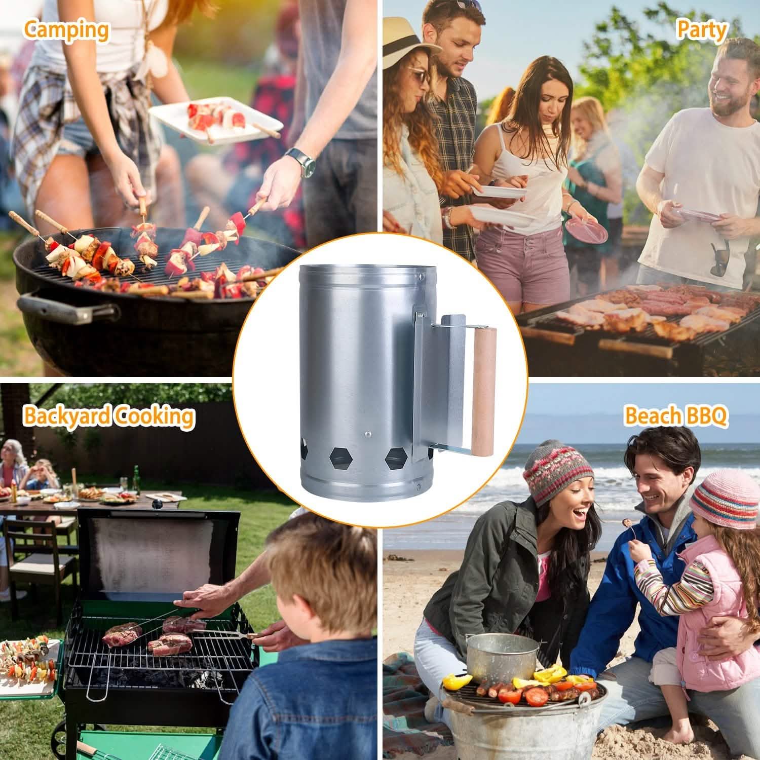 BBQ Charcoal Chimney Can Grill Lighter Garden & Patio - Tophatter Daily Deals
