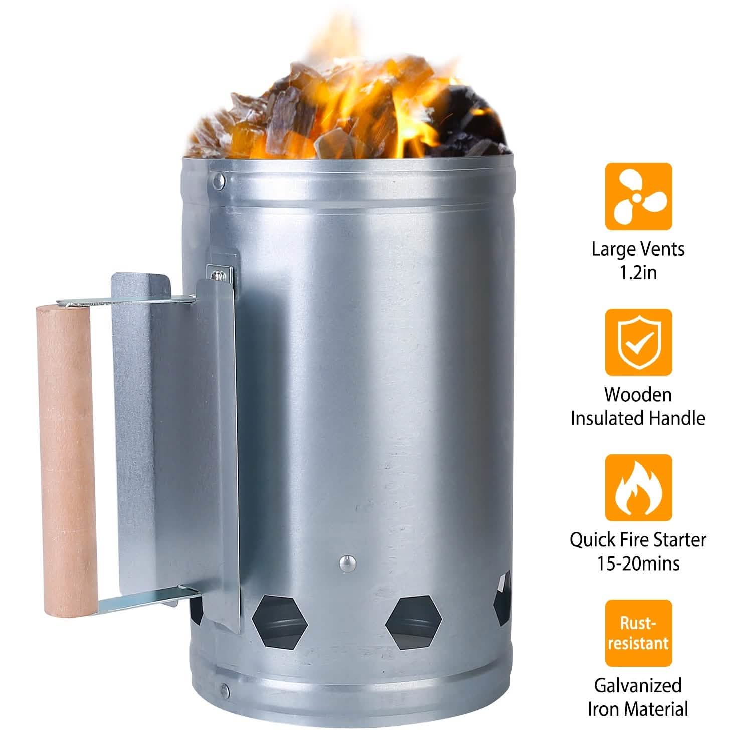 BBQ Charcoal Chimney Can Grill Lighter Garden & Patio - Tophatter Daily Deals