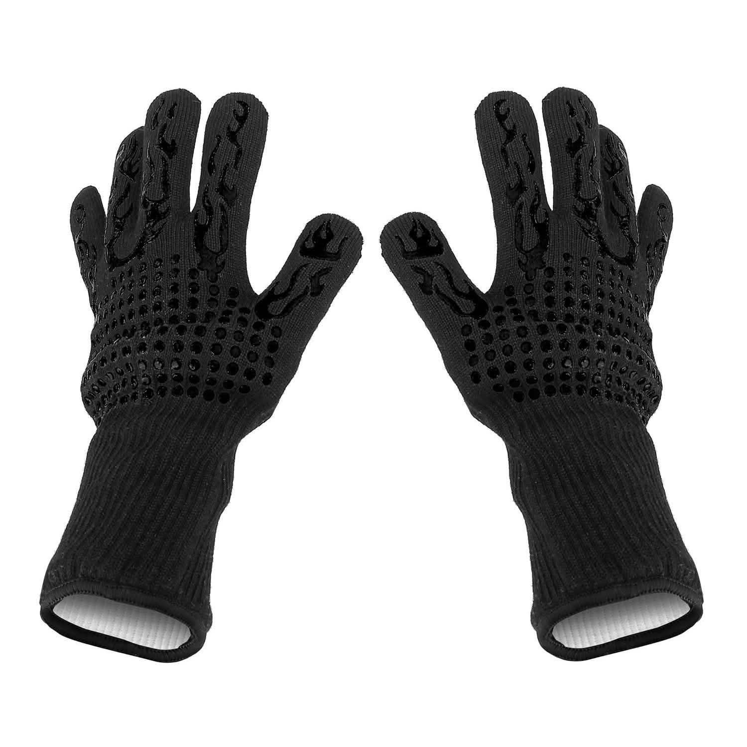 BBQ Gloves 1472¬∞F Heat Resistant Grill Gloves Anti-slip Black Kitchen Tools & Gadgets - Tophatter Daily Deals