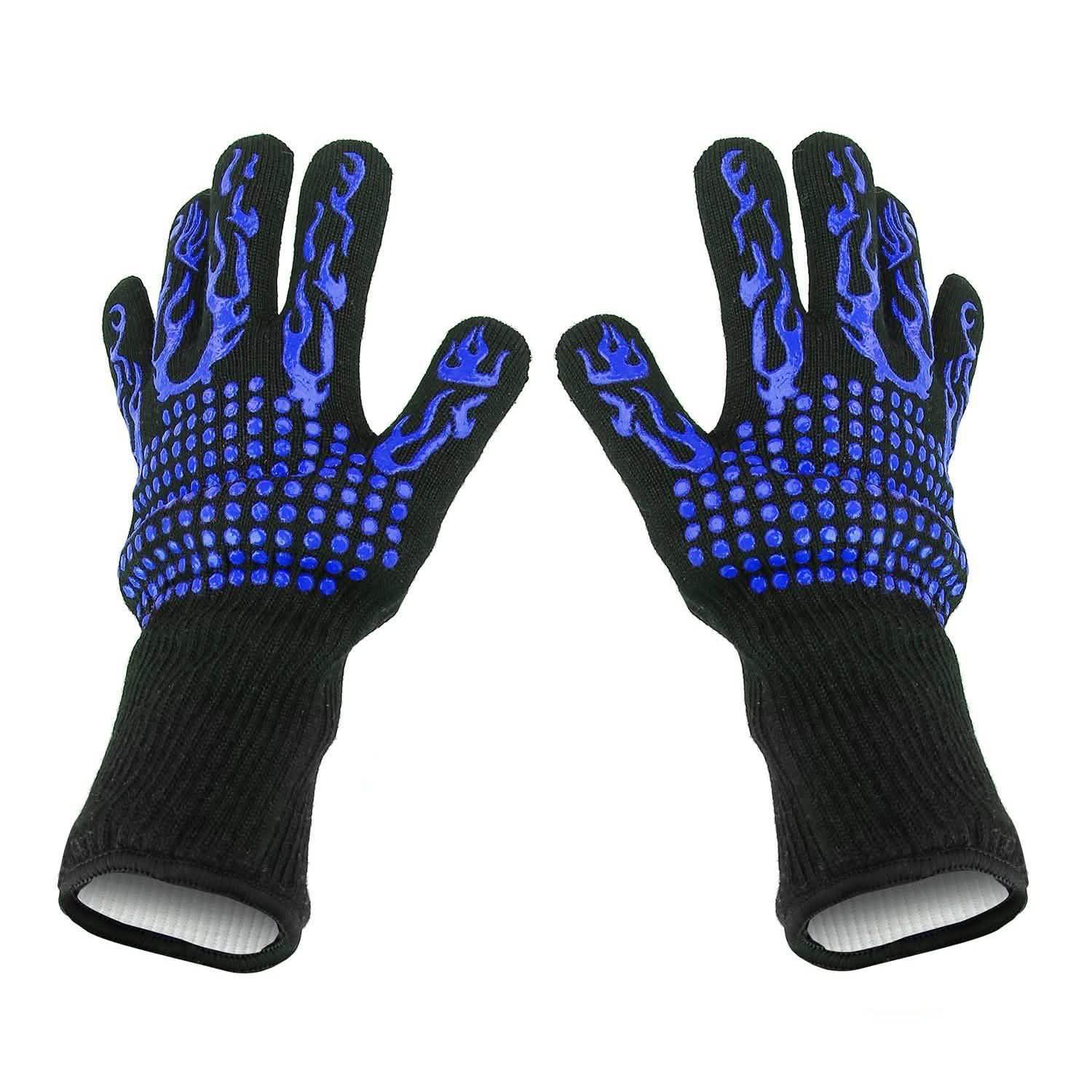 BBQ Gloves 1472¬∞F Heat Resistant Grill Gloves Anti-slip Blue Kitchen Tools & Gadgets - Tophatter Daily Deals